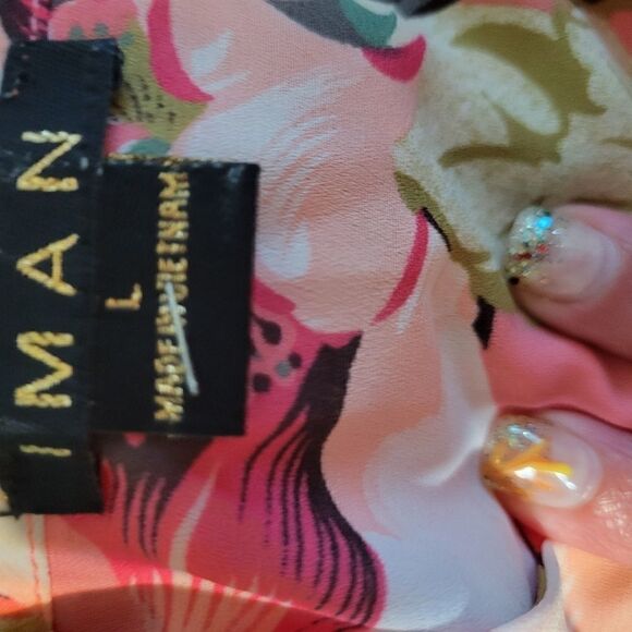 Iman   Ladies Pink Multicolor Floral Wrap Blouse, sz Large - Picture 12 of 14